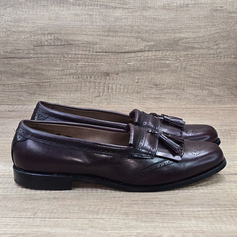 Allen Edmonds Bridgeton Men's Size 12 B Burgundy Kiltie Tassel Loafers (5079)